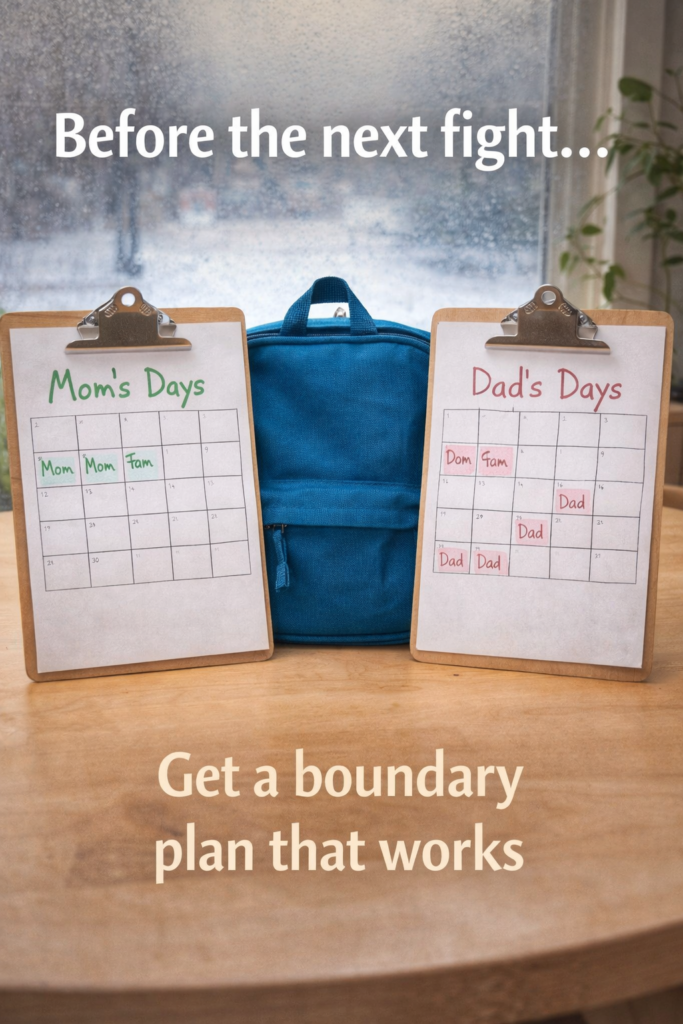Abstract boundary lines showing high conflict co parenting and calm communication